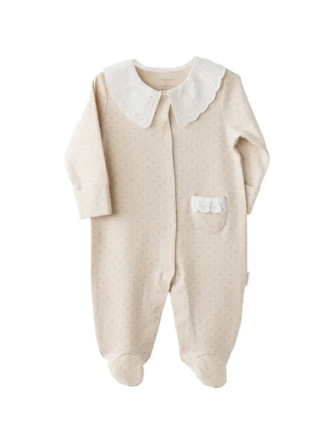 Andywawa lace-collar polka-dot babygrow