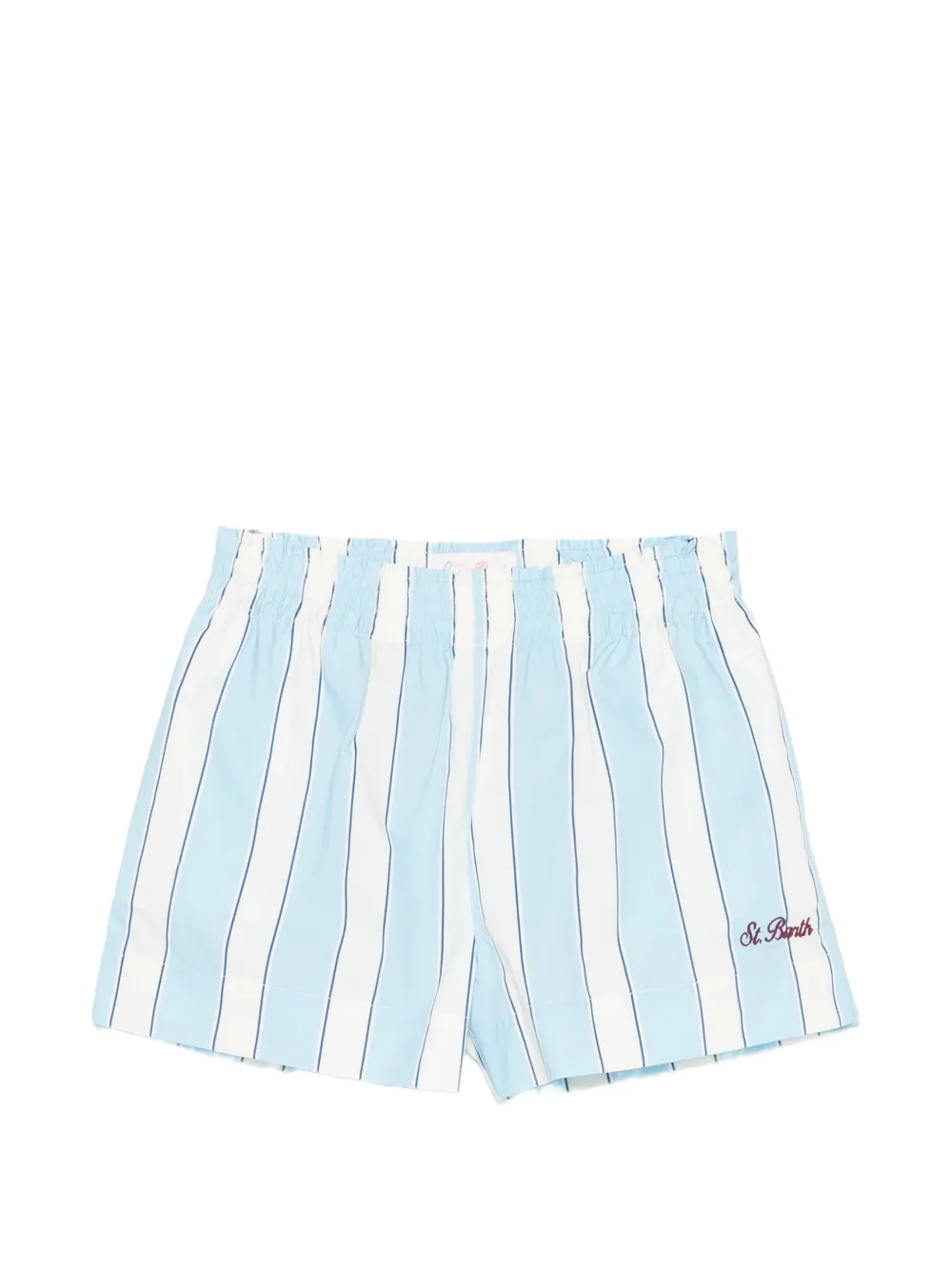 MC2 Saint Barth Kids vertical-stripe embroidered shorts - Blu