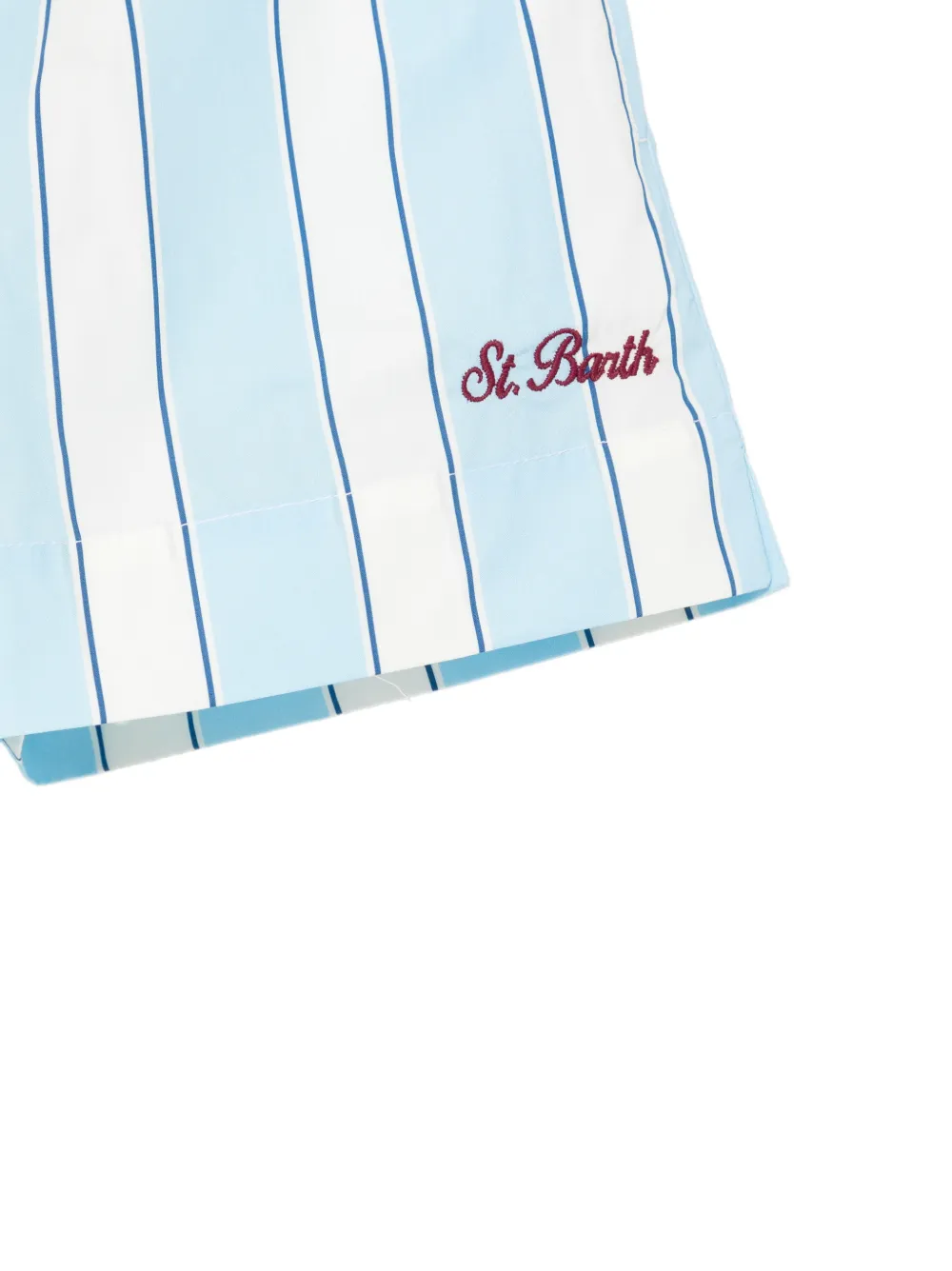 MC2 Saint Barth Kids Shorts met verticale streep en borduurwerk Blauw