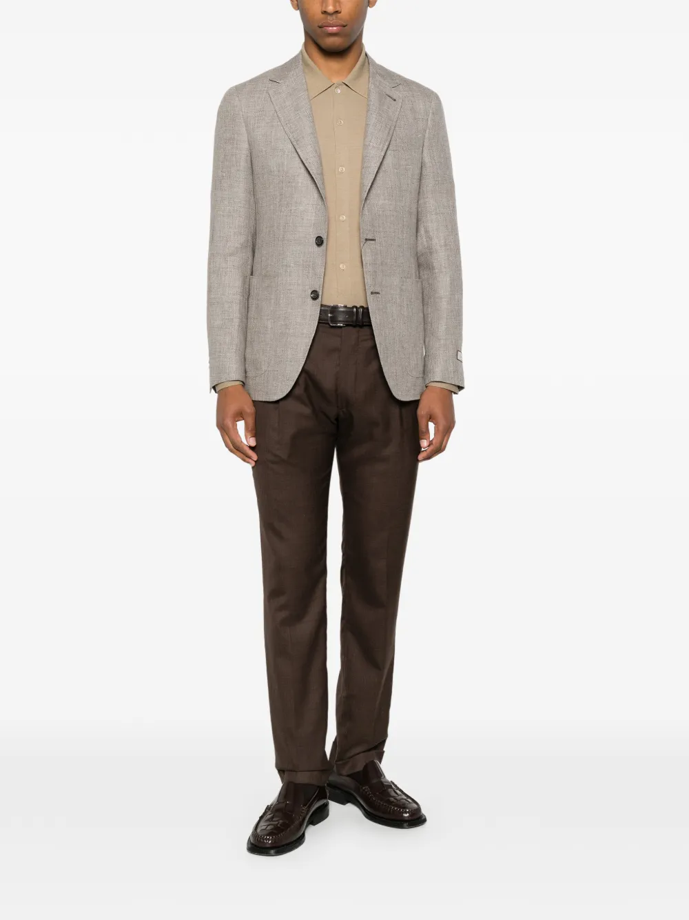 Canali Blazer met enkele rij knopen Beige
