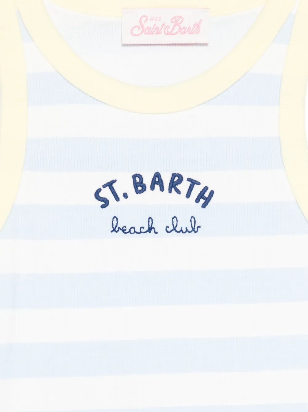 MC2 Saint Barth Kids Gestreepte top met logo-print Blauw