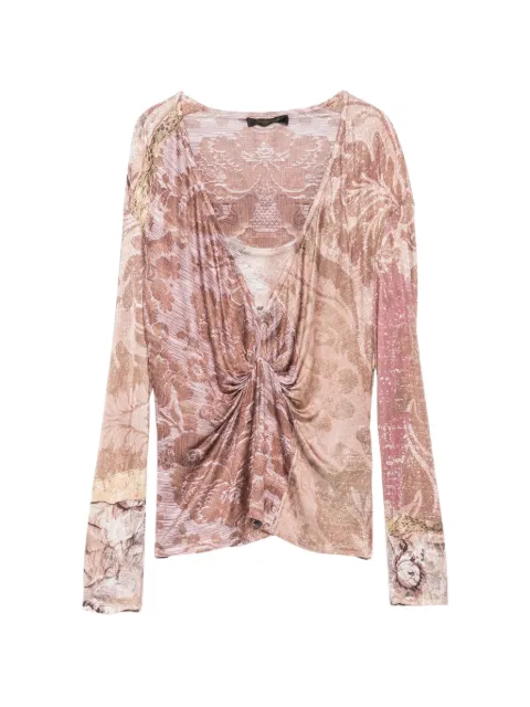 Roberto Cavalli Vintage 2000s floral-print twisted blouse