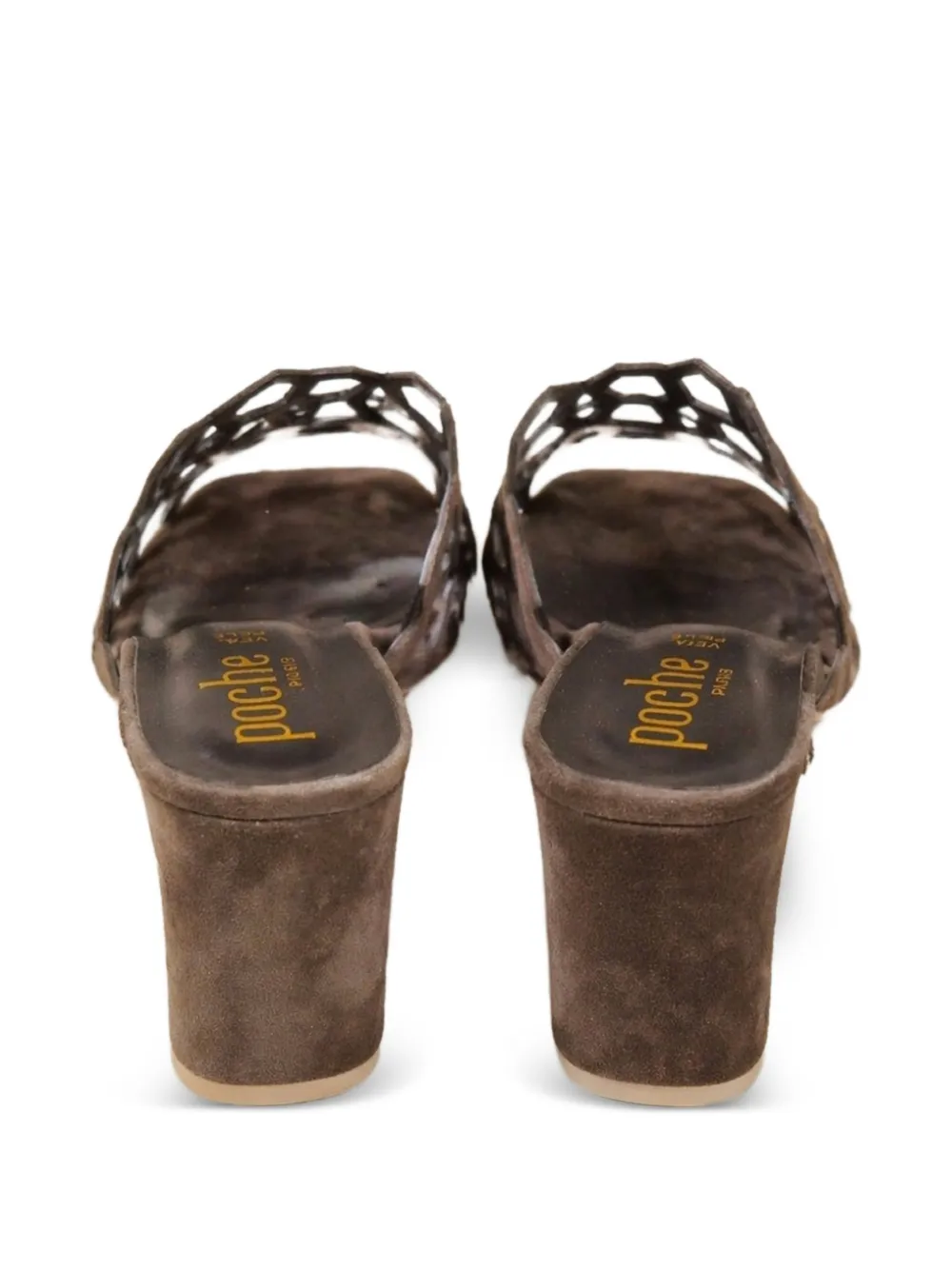 Poche Paris Sandalen met blokhak en uitgesneden details Bruin