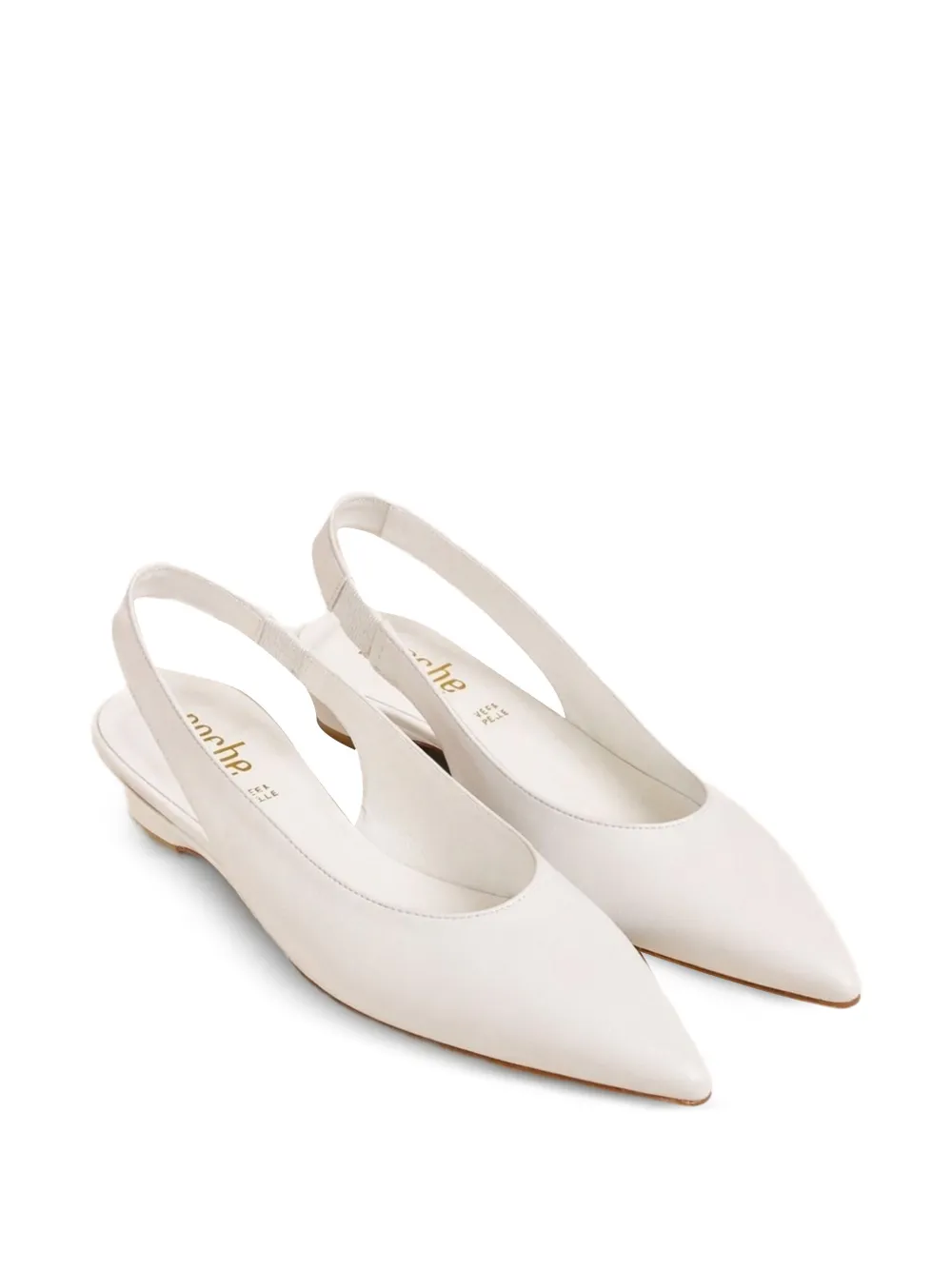 Poche Paris Slingback pumps met puntige neus Beige