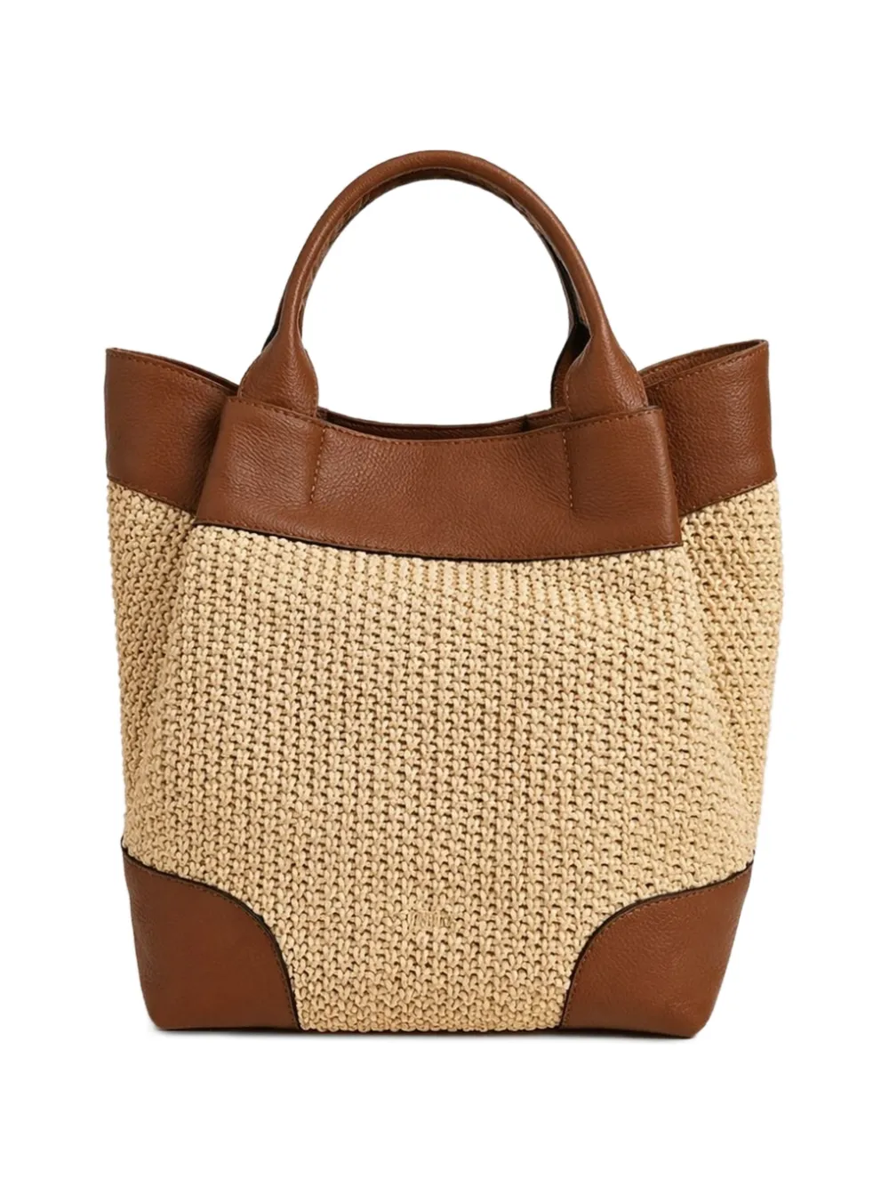 Poche Paris woven leather-trim tote bag - Nude