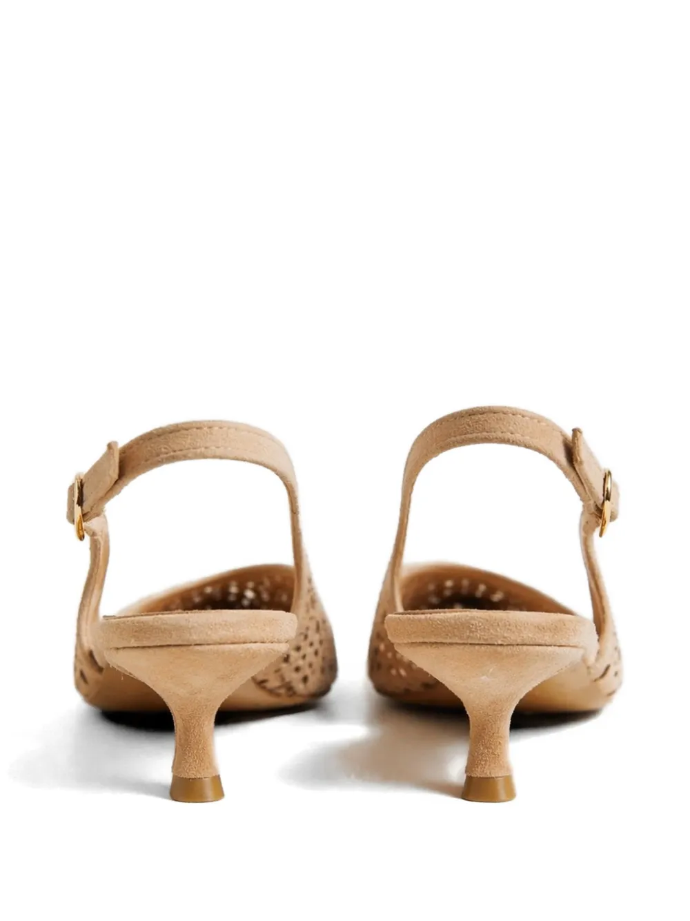 Poche Paris Slingback pumps met geperforeerde details Beige