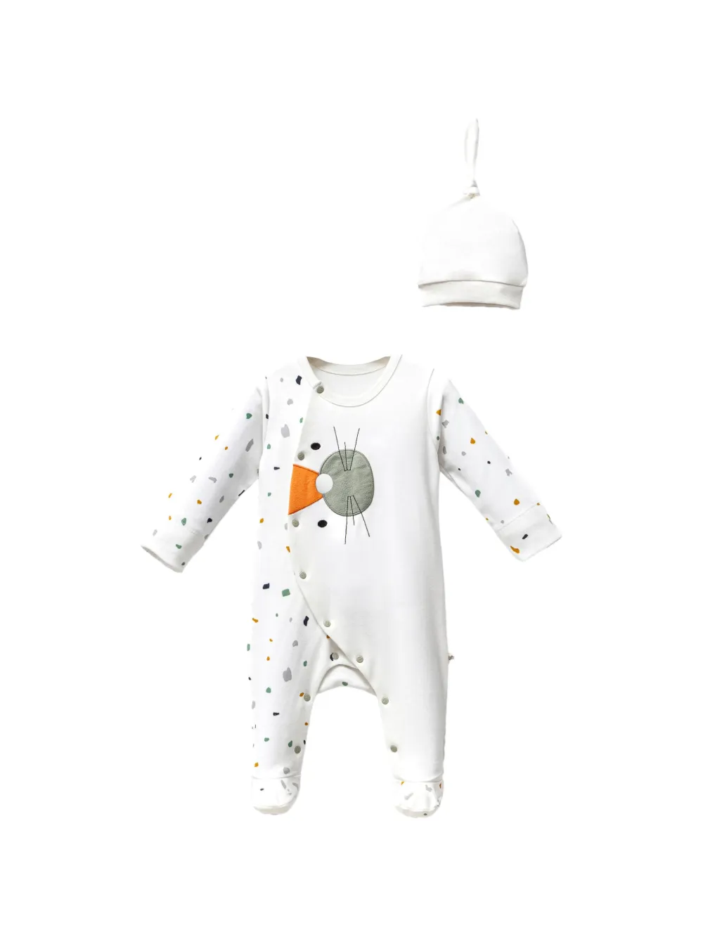 moi noi polka-dot appliqué babygrow - Weiß