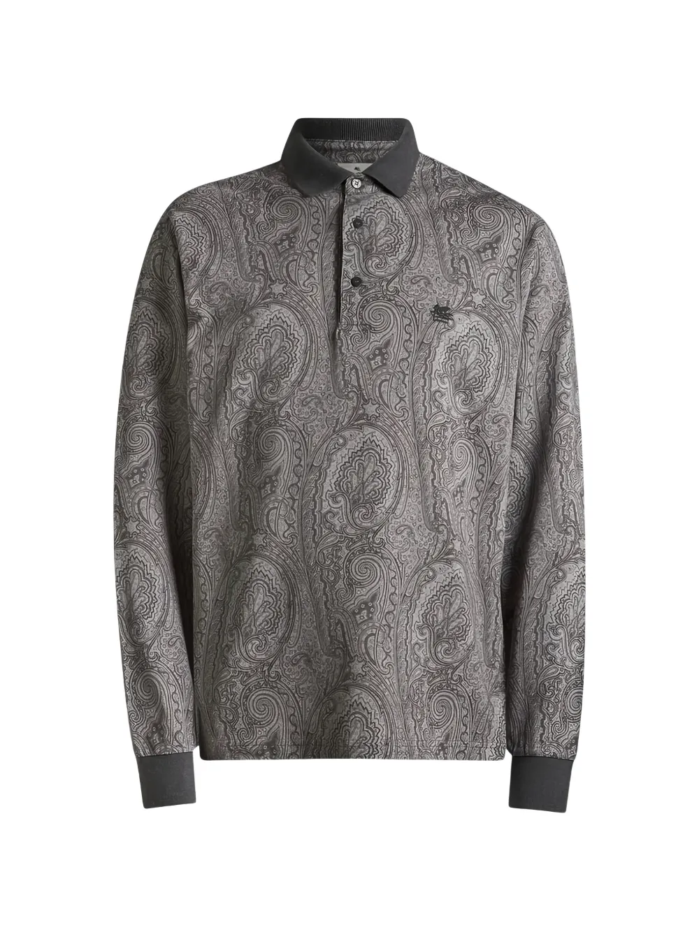 ETRO paisley-print long-sleeve polo shirt - Grigio