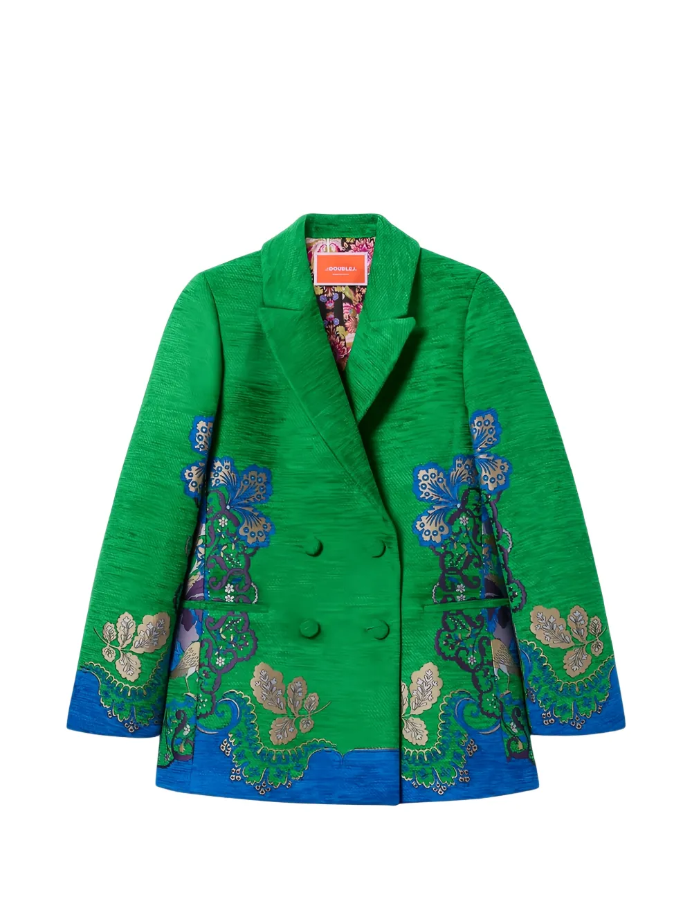 La DoubleJ Jagger floral-jacquard double-breasted blazer - Verde