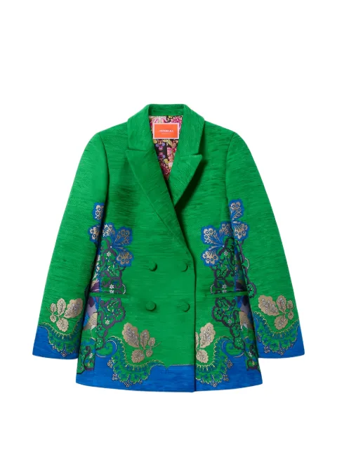 La DoubleJ Jagger floral-jacquard double-breasted blazer