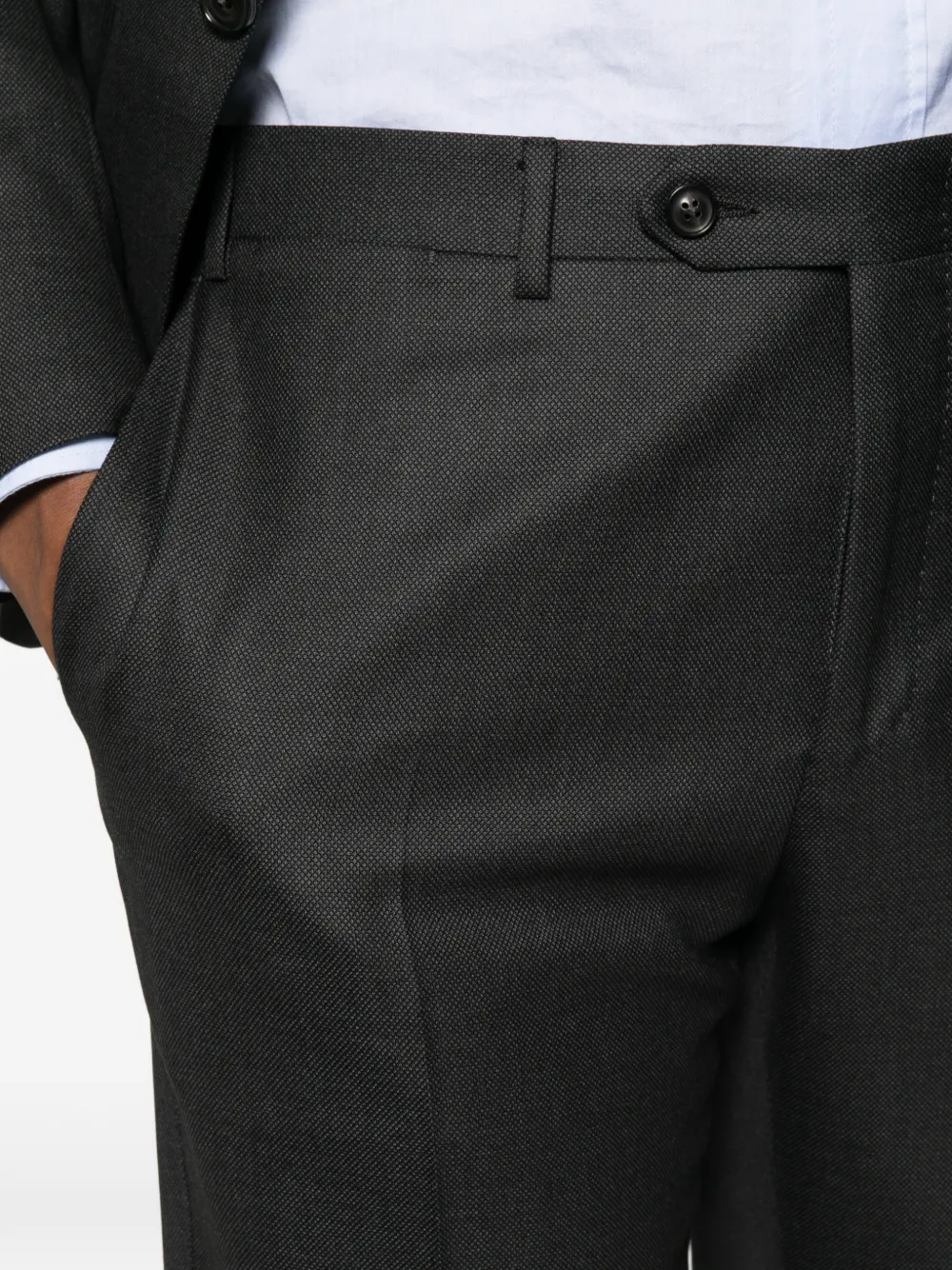 Canali Wollen pak met enkele rij knopen Grijs