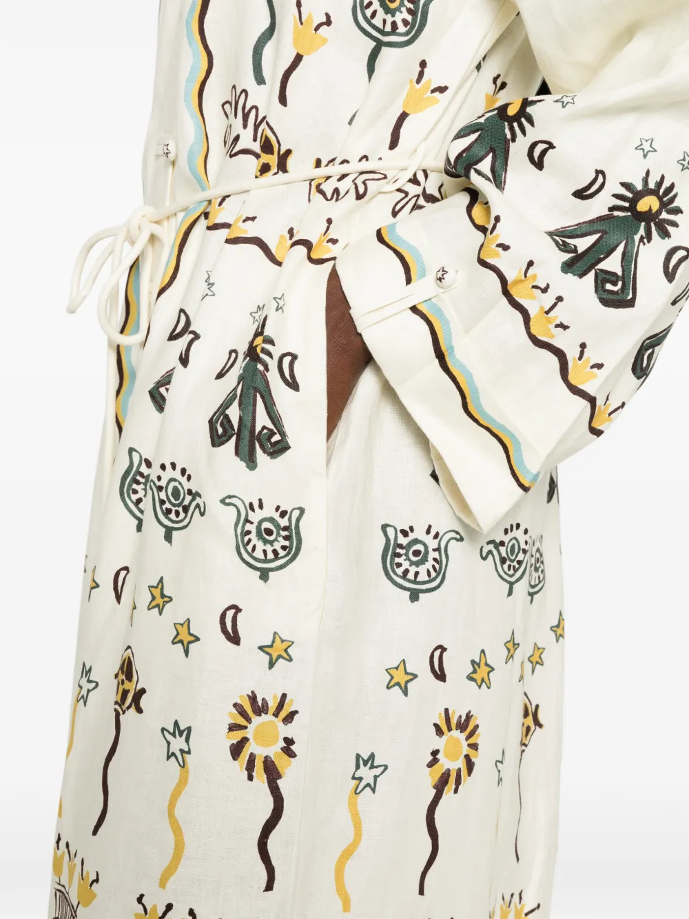 ALEMAIS Sun Dancer blousejurk met gestrikte taille Beige