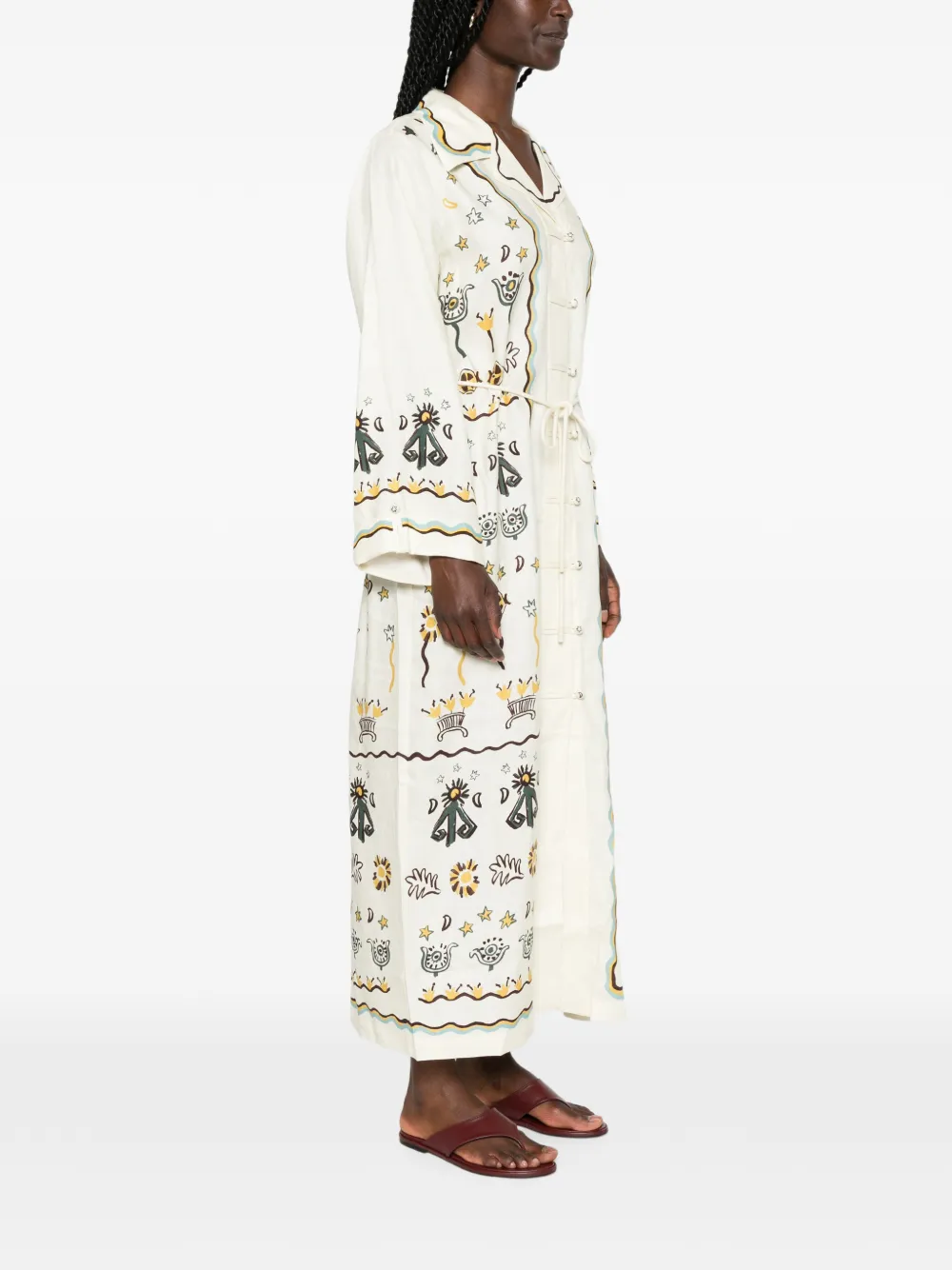 ALEMAIS Sun Dancer blousejurk met gestrikte taille Beige