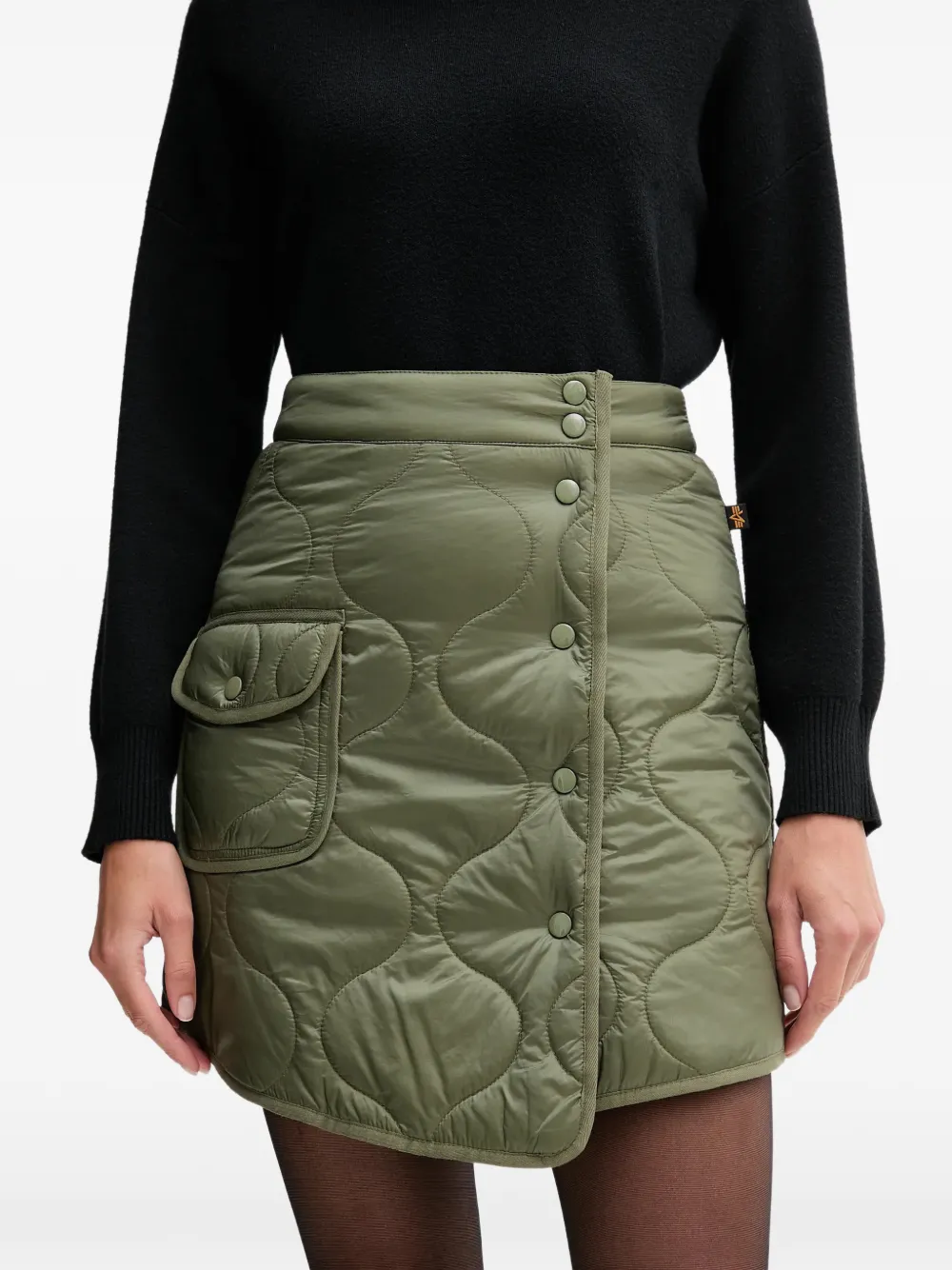 Alpha Industries ALS quilted flap-pocket mini skirt - Verde