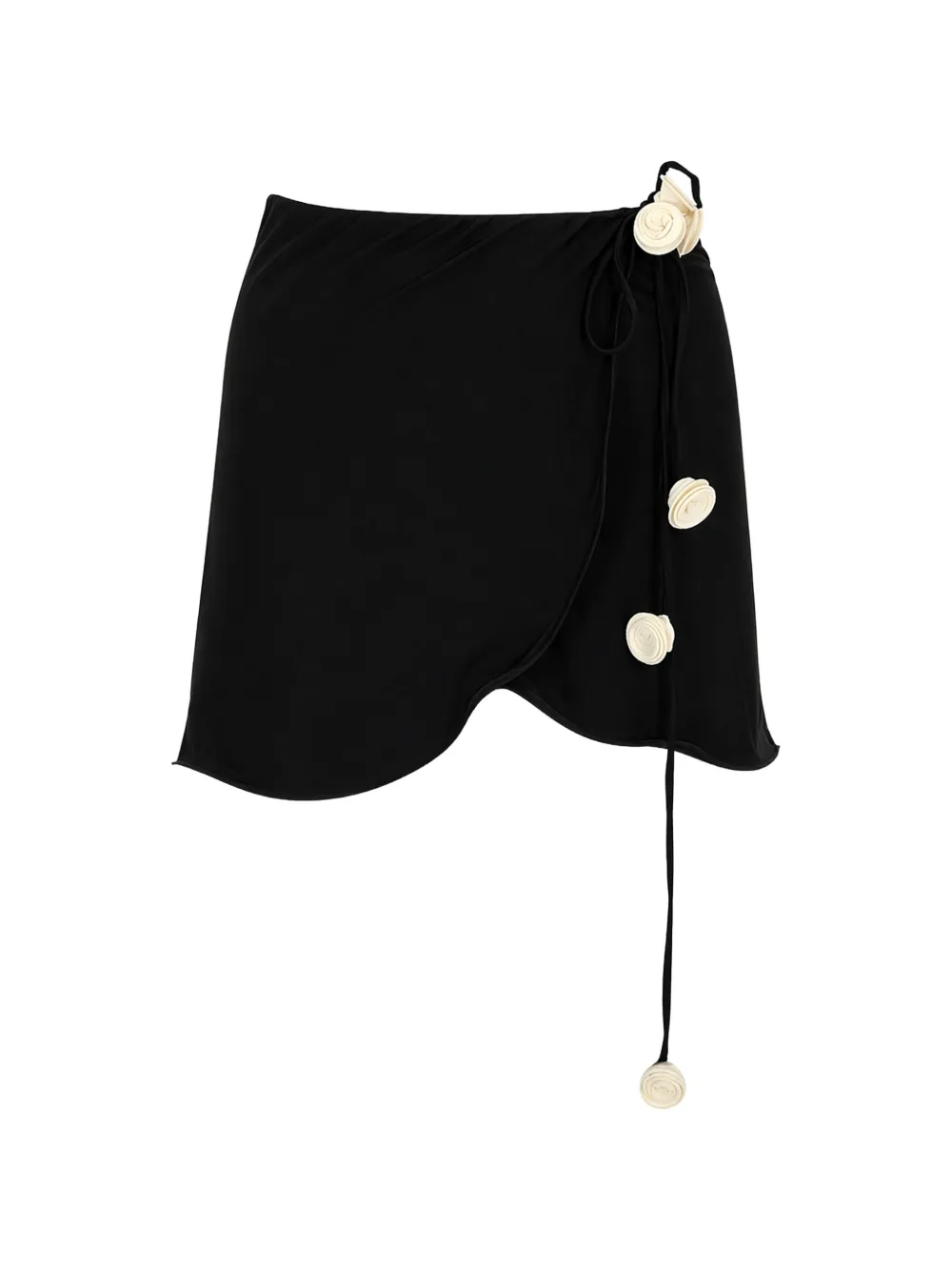 La Reveche Bouquet floral-appliqué skirt - Nero