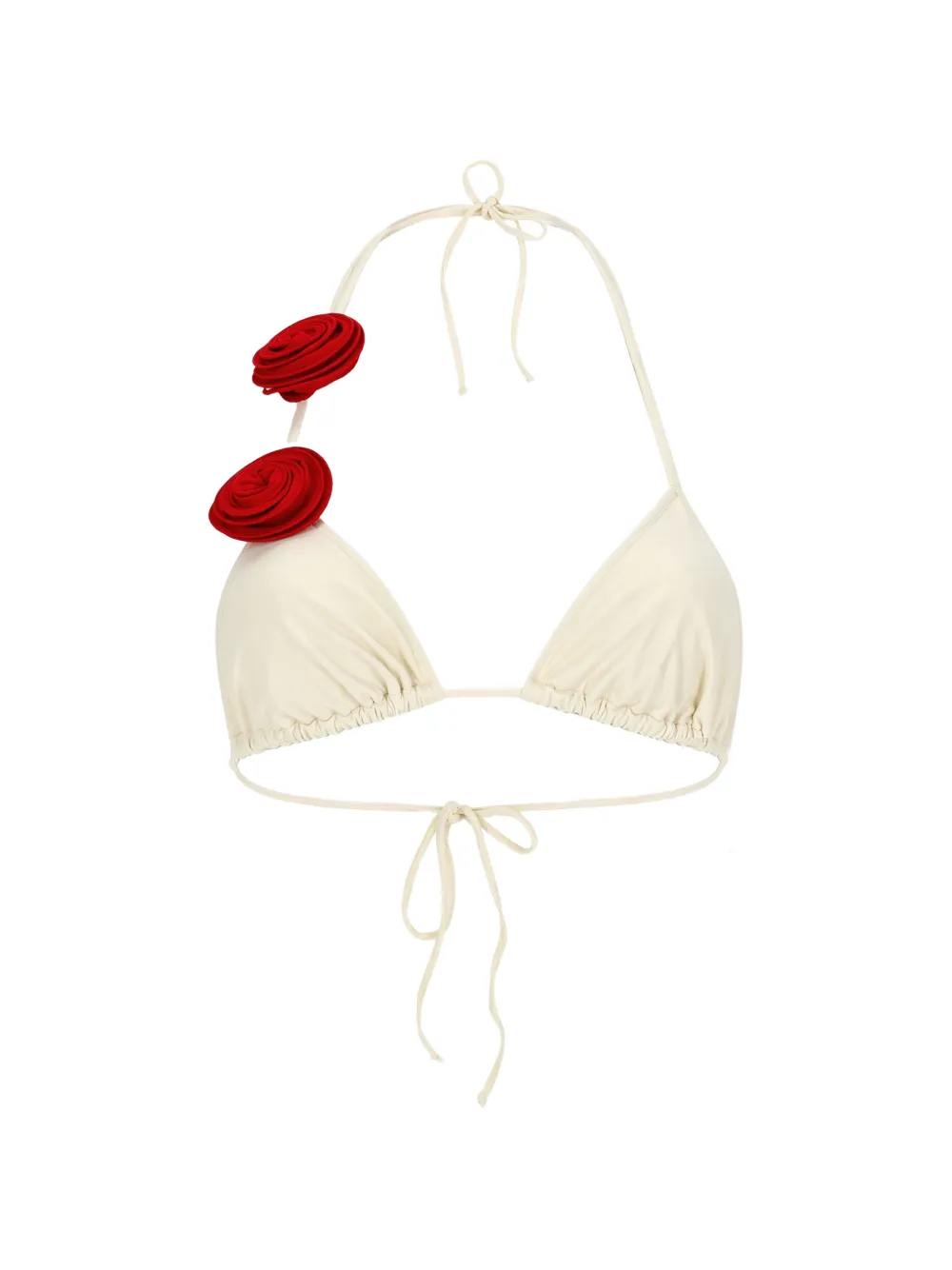La Reveche Ashar floral-appliqué bikini top - Bianco