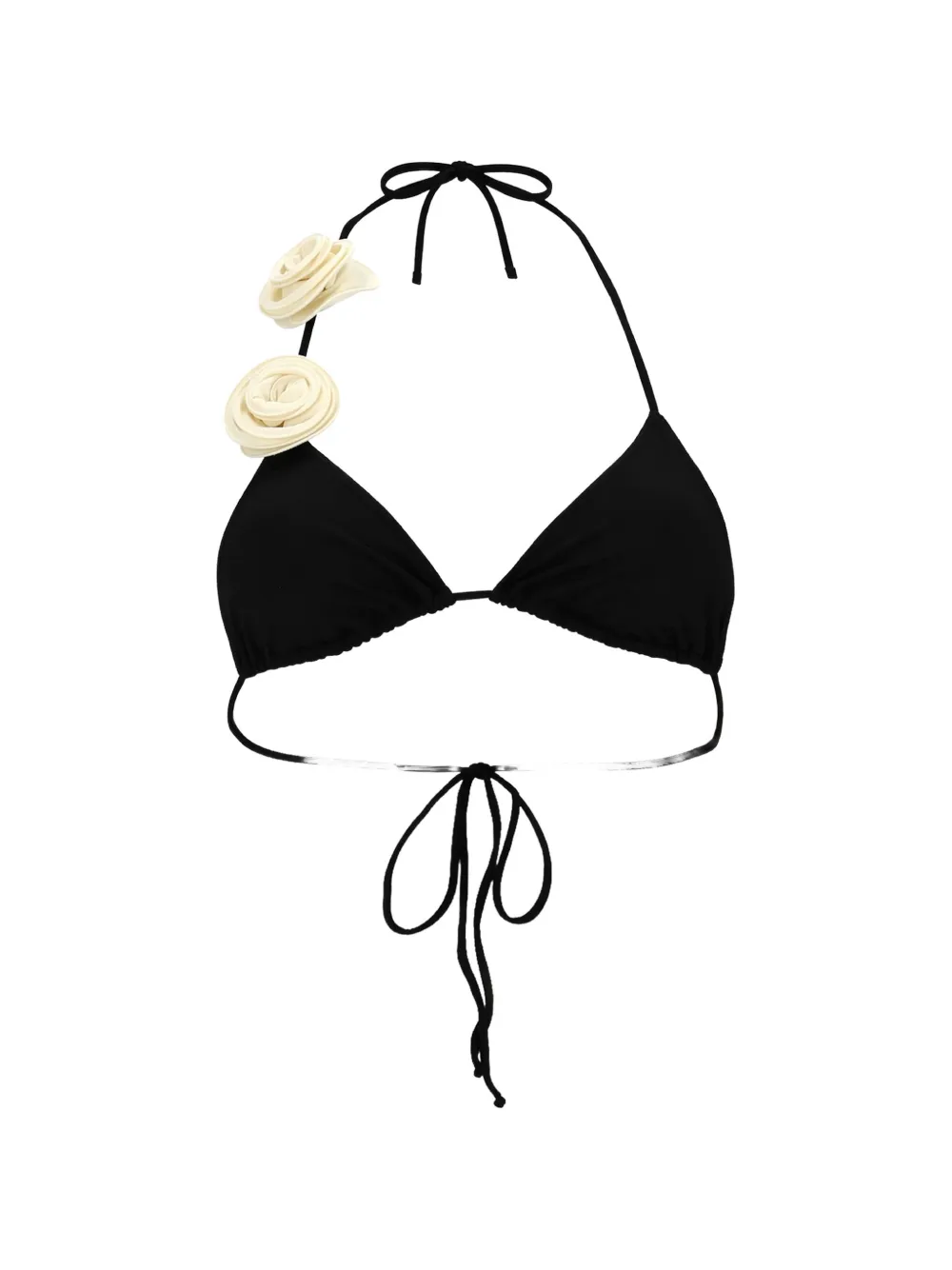 La Reveche floral-appliqué bikini top - Schwarz