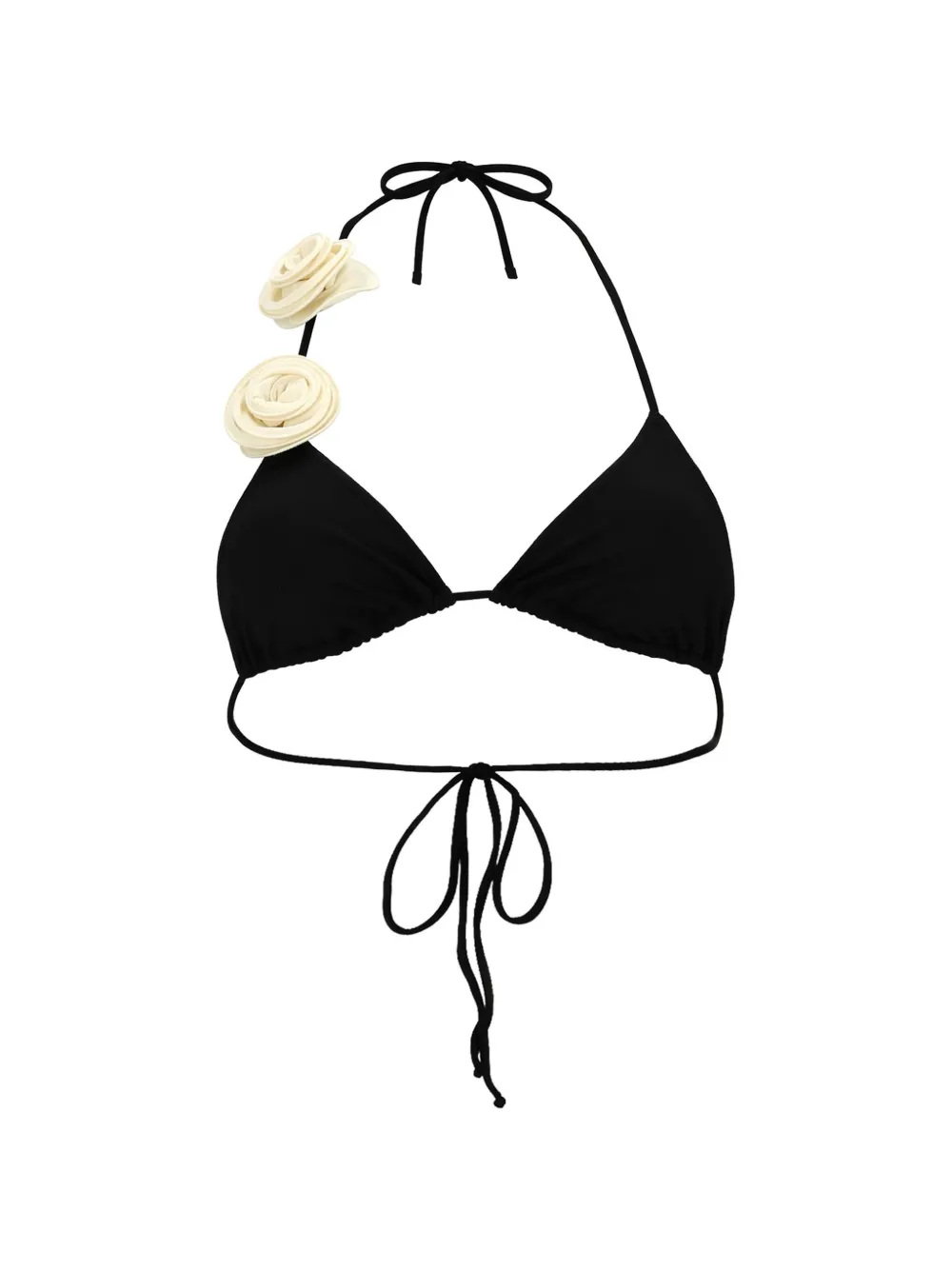 La Reveche floral-appliqué bikini top - Nero