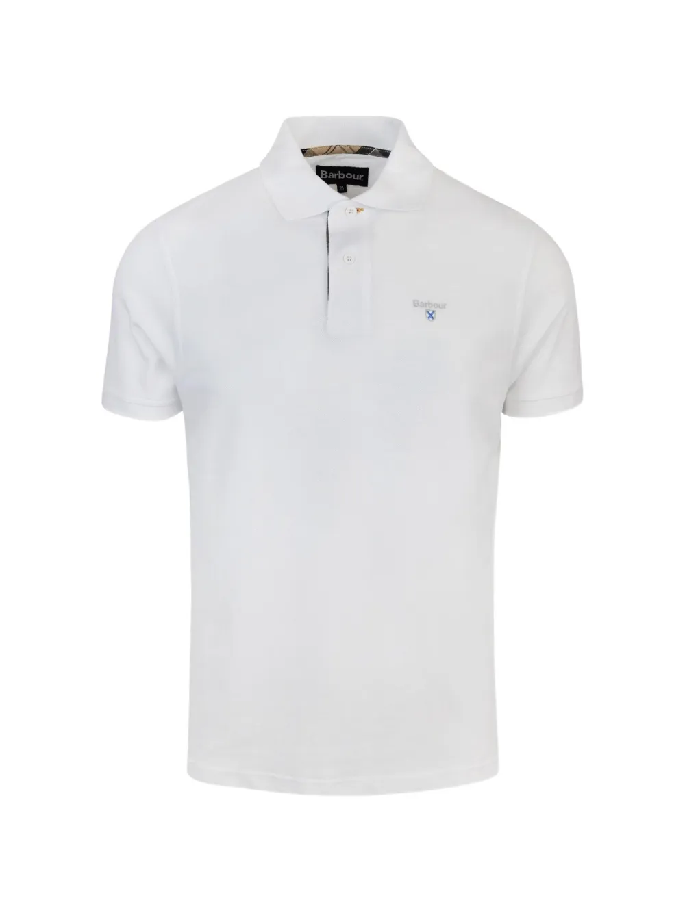 Barbour tartan-trim embroidered-logo polo shirt - Bianco