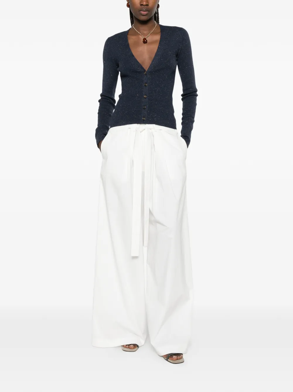 Brunello Cucinelli Ribgebreid vest verfraaid met pailletten Blauw