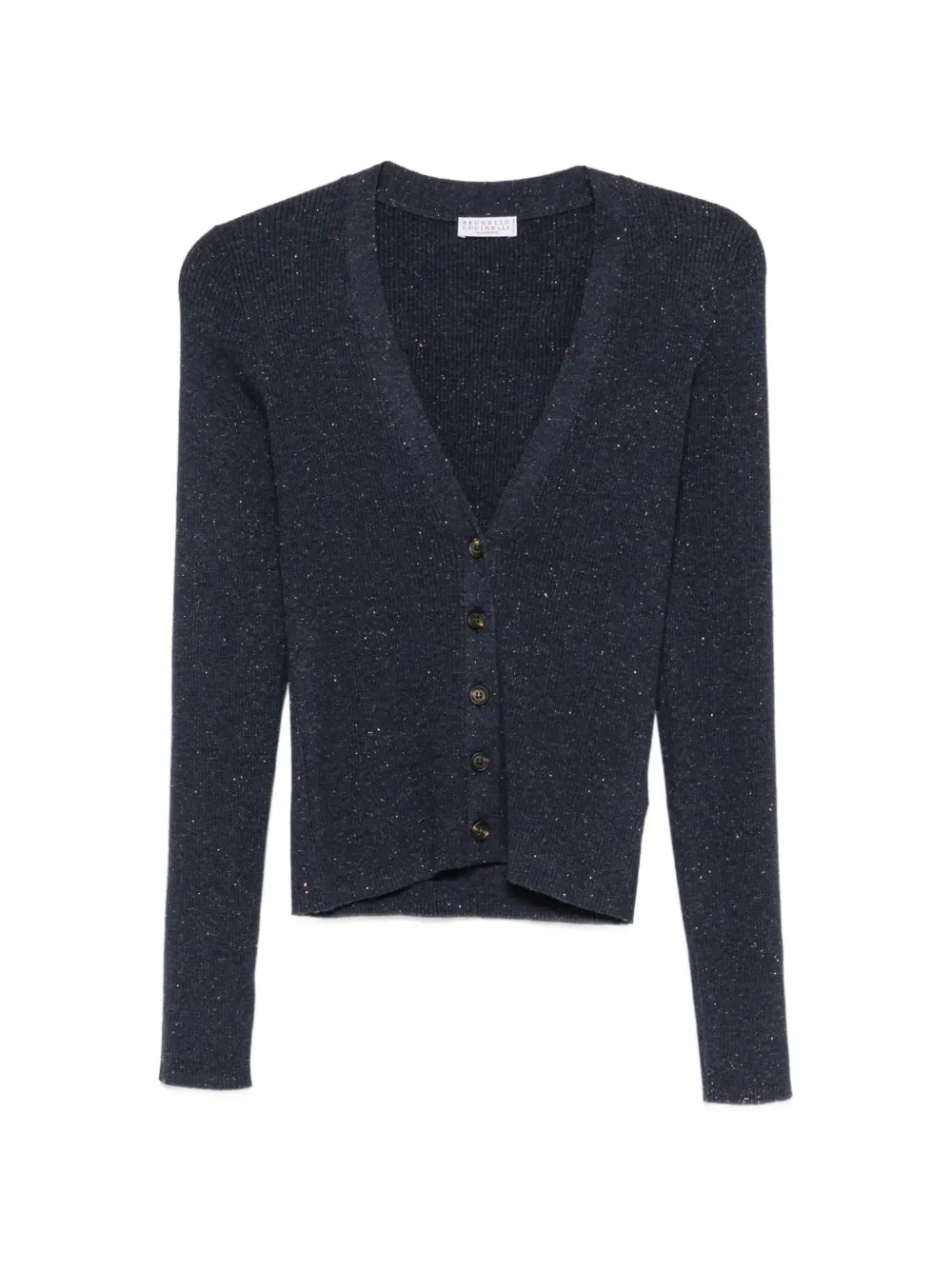 Brunello Cucinelli ribbed-knit sequin-embellished cardigan - Blu