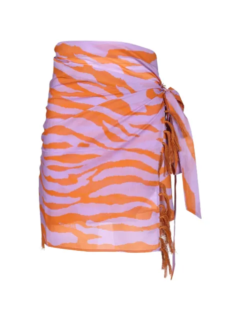 The Attico falda con animal print y flecos