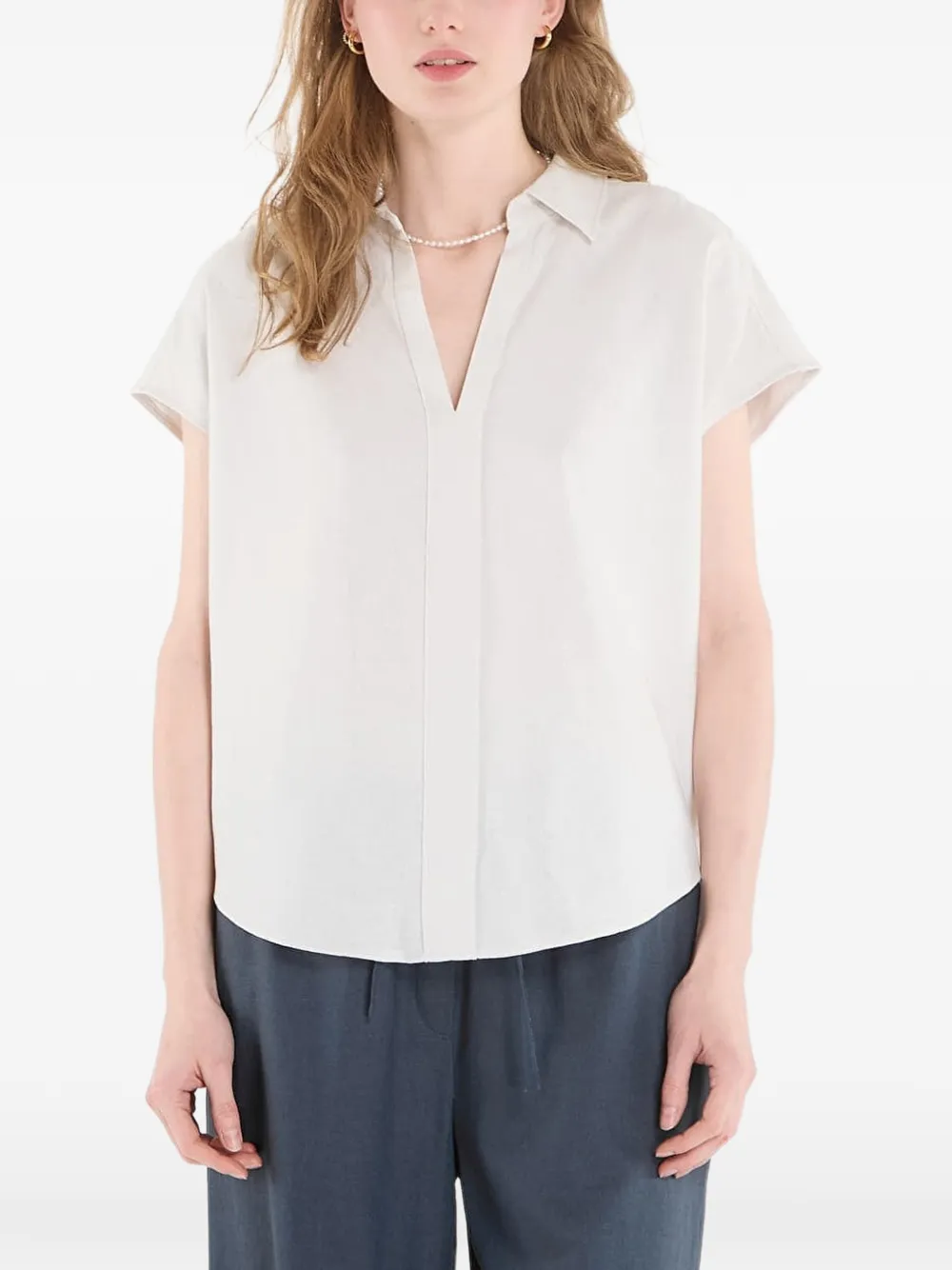 Calvin Klein V-neck short-sleeve blouse - Nude