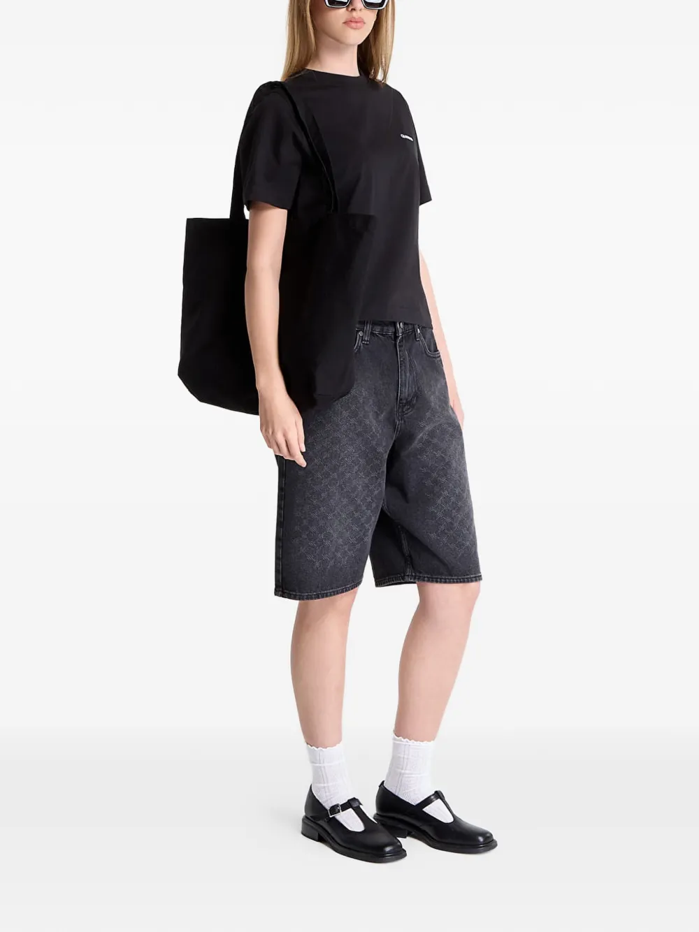 Daily Paper Denim shorts met monogram-patroon Zwart