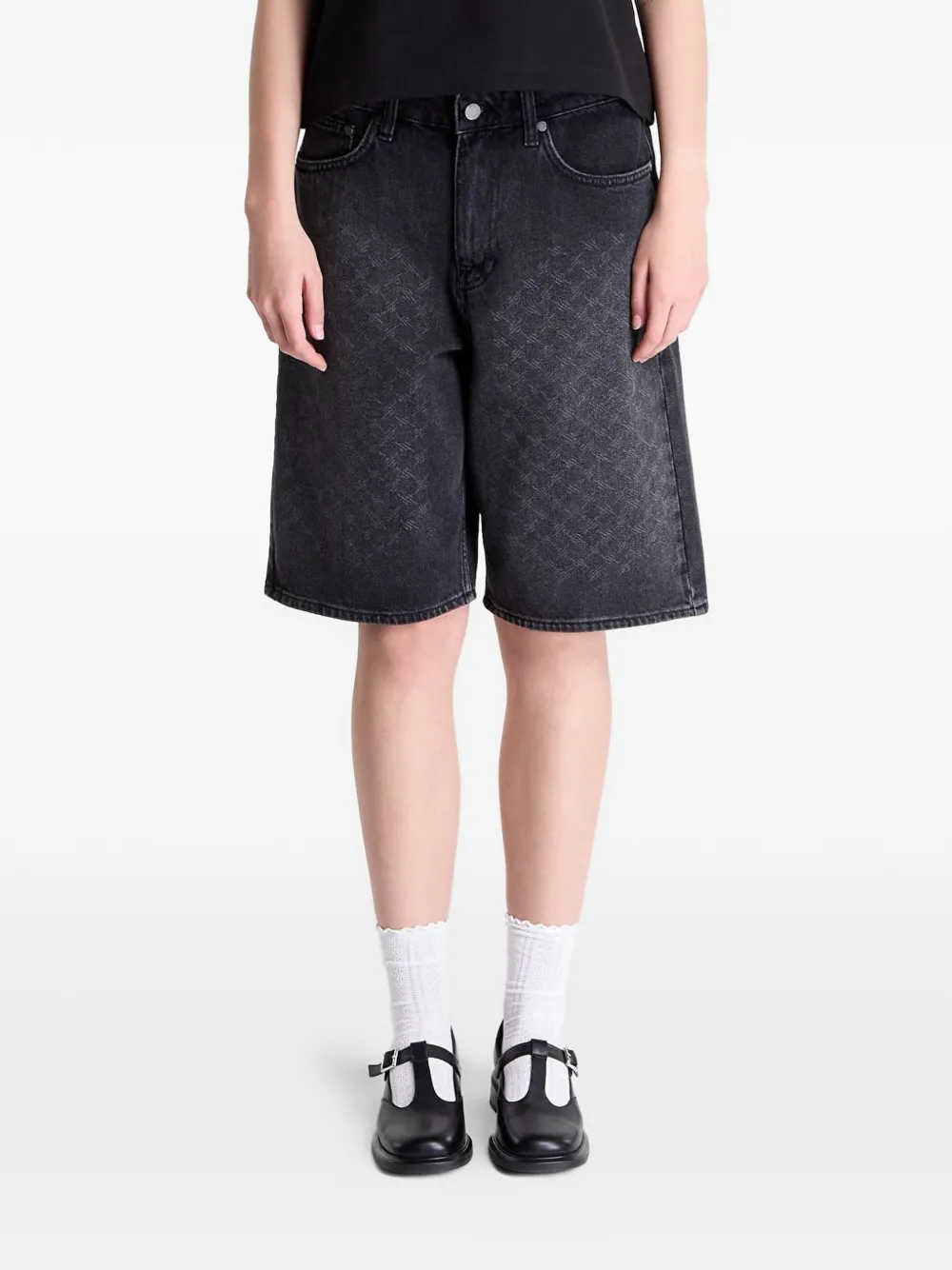 Daily Paper monogram-pattern denim shorts - Schwarz