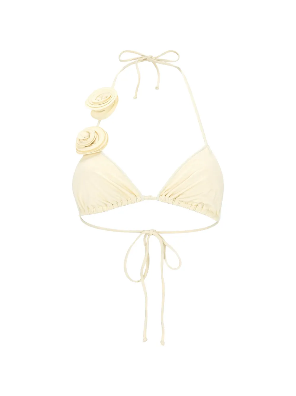 La Reveche Ashar floral-appliqué bikini top - Bianco