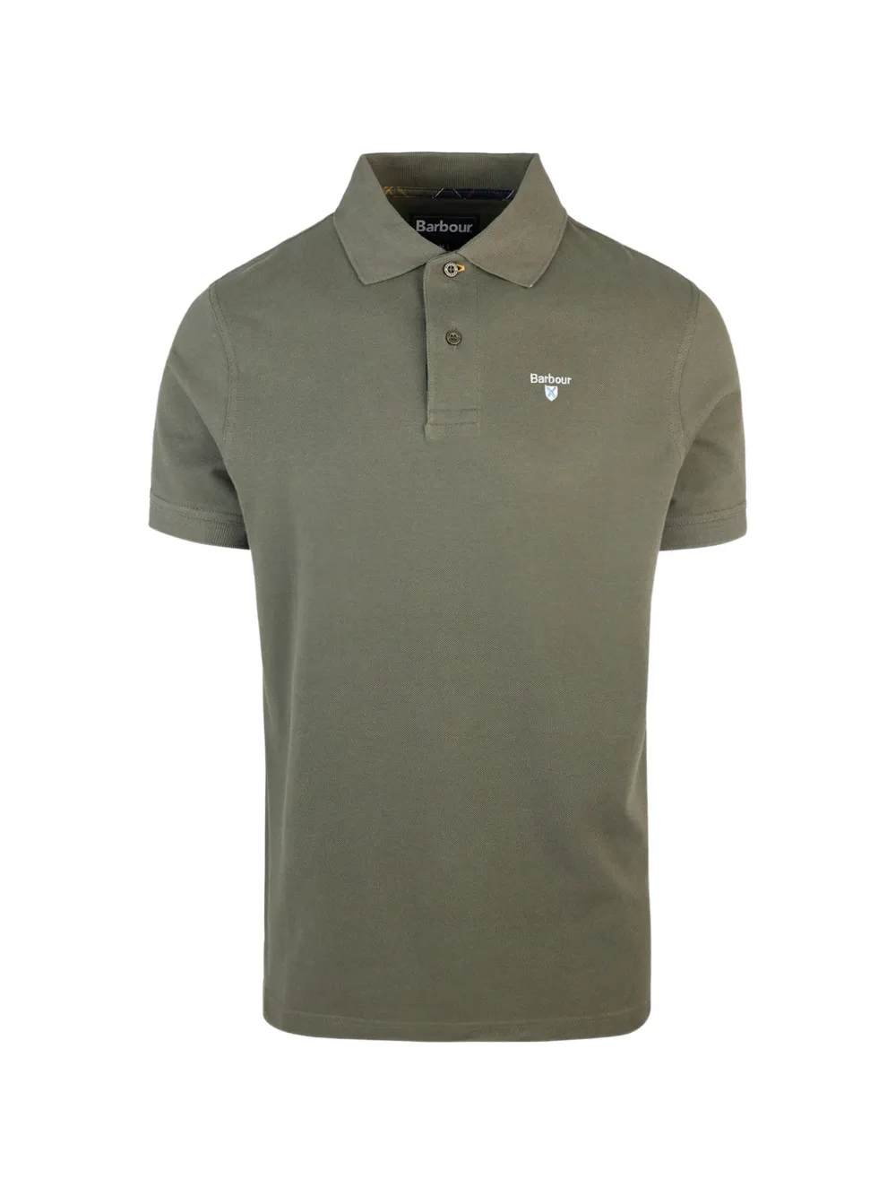 Barbour tartan-trim embroidered-logo polo shirt - Verde