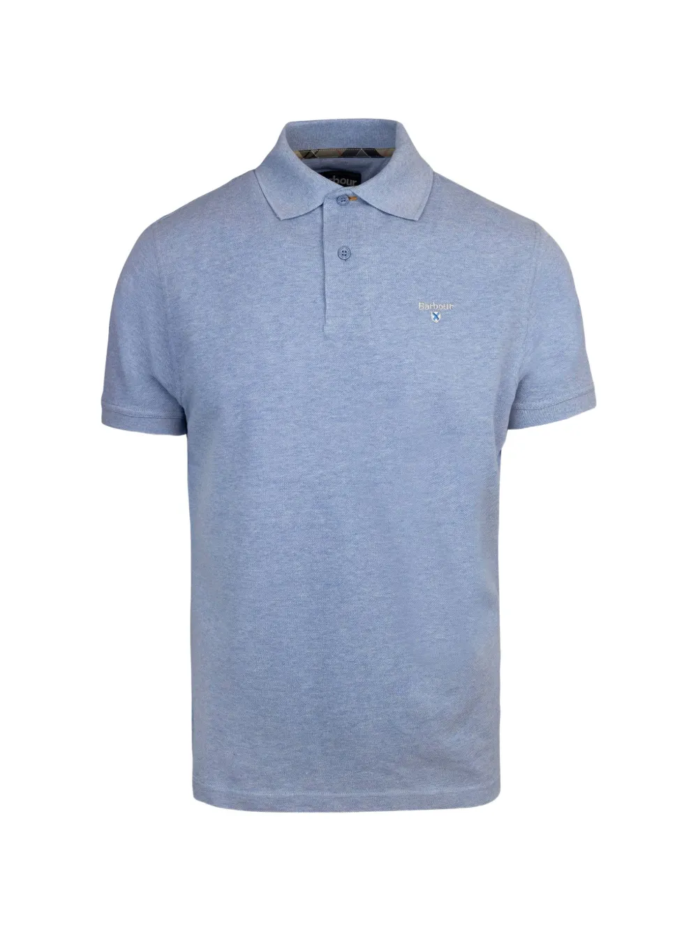 Barbour tartan-trim embroidered-logo polo shirt - Blu