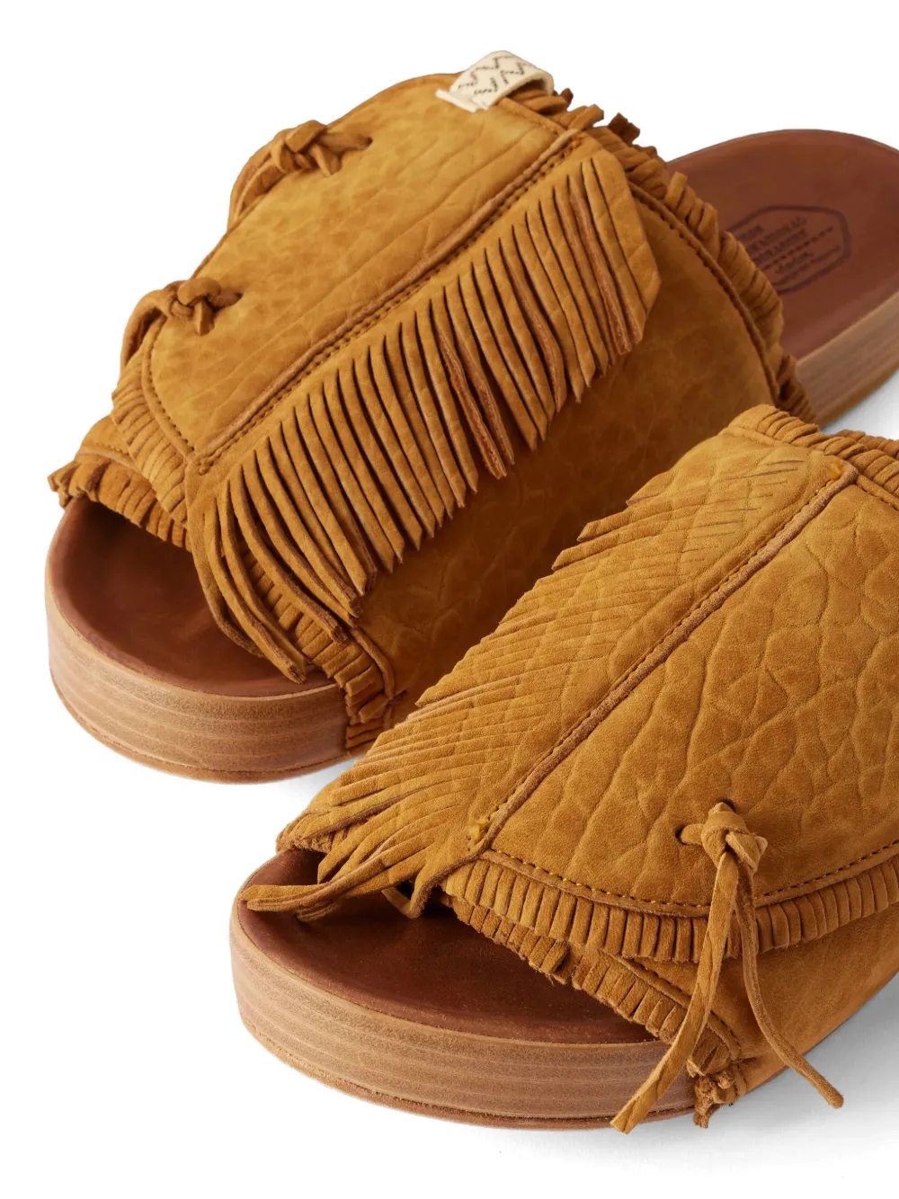 visvim fringed leather slides Bruin