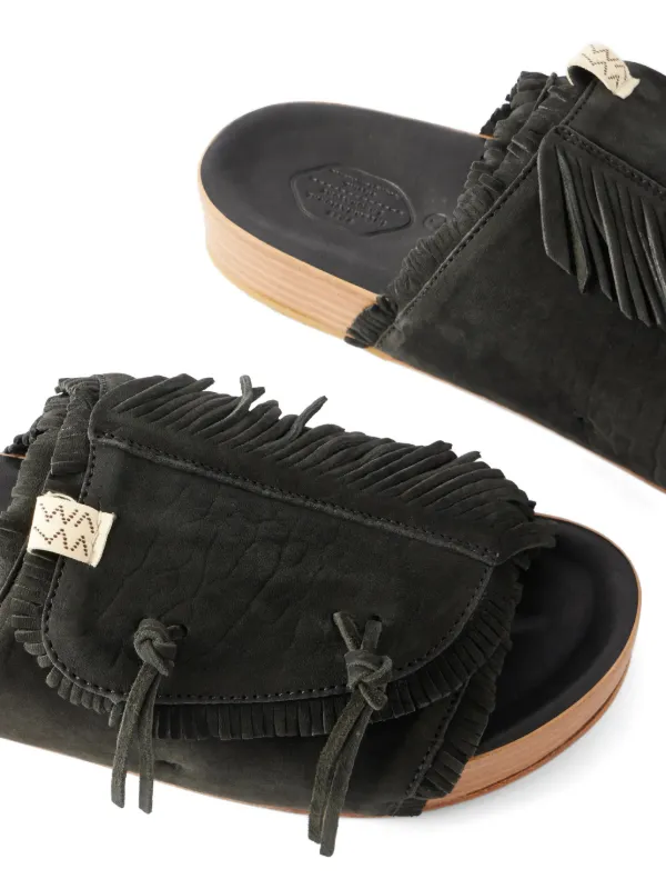 Visvim フリンジ レザーサンダル | ブラック | FARFETCH JP
