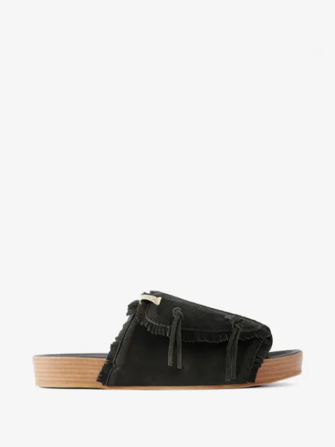 visvim fringed leather slides