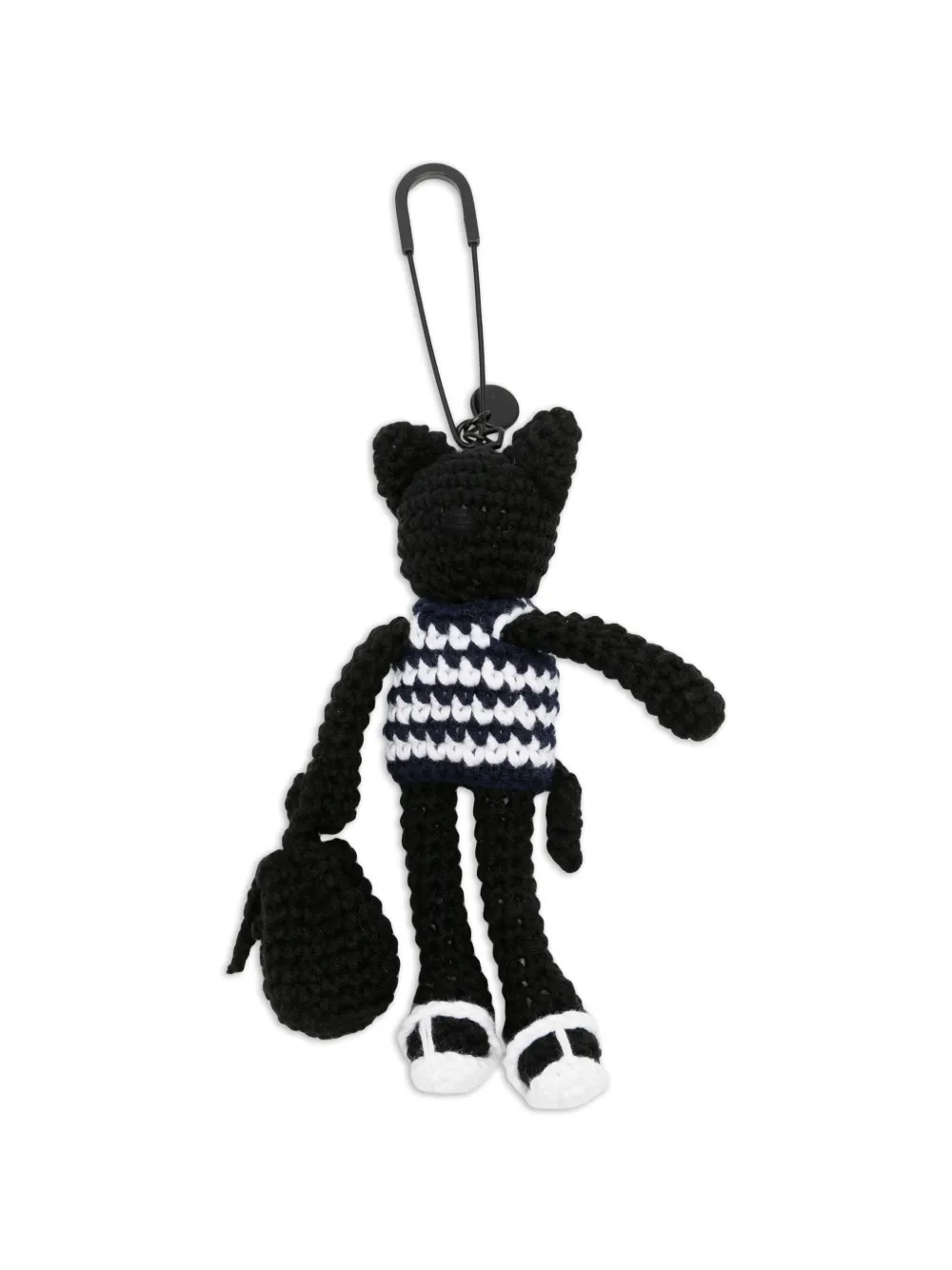Juun.J crochet-knit cat keyring - Schwarz