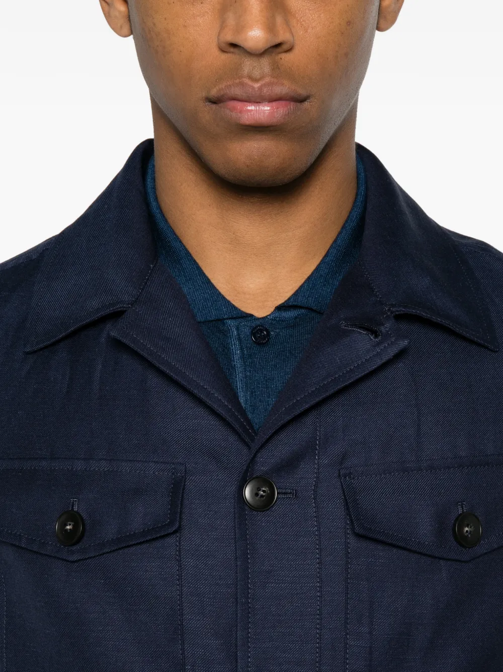 Canali Shirtjack met vier zakken Blauw