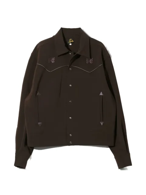 Needles butterfly-embroidered piped jacket