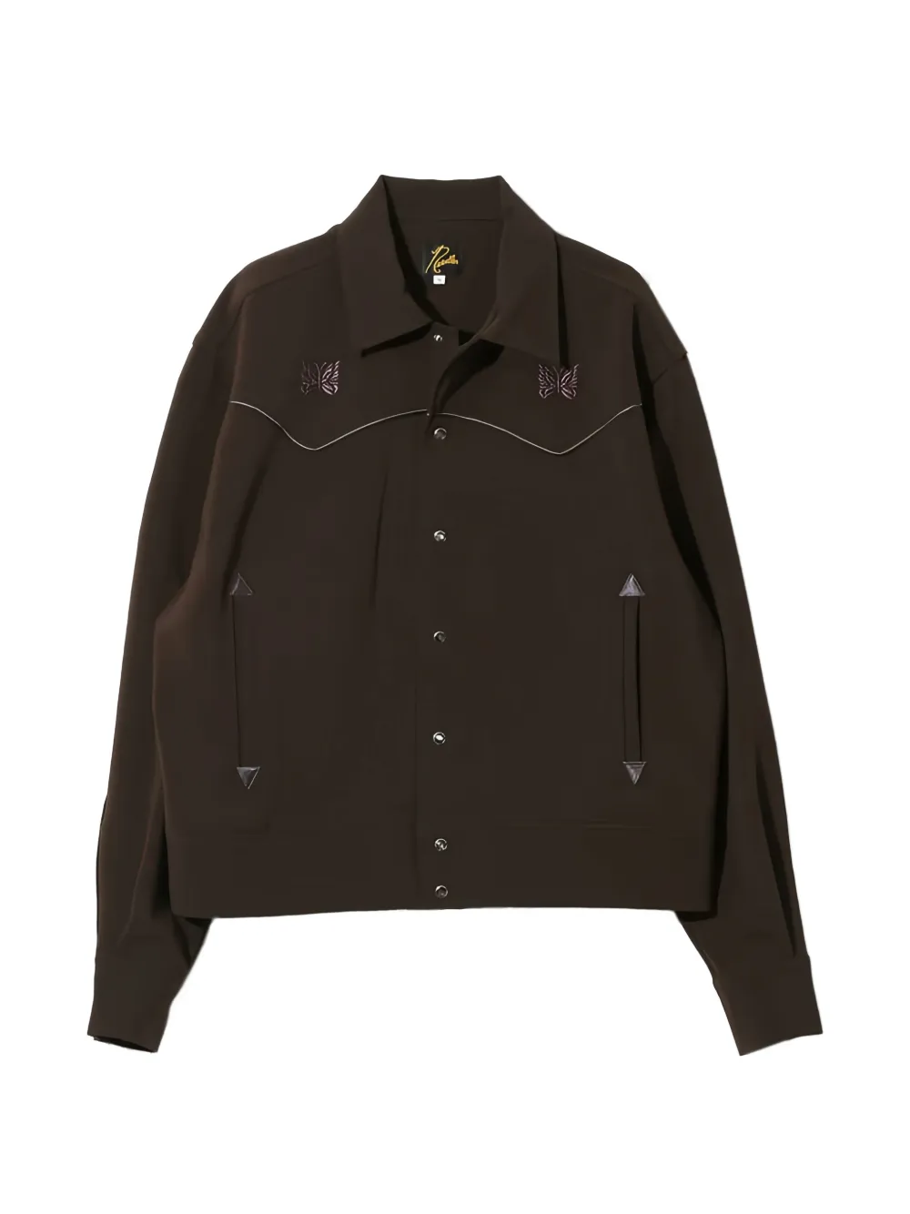 Needles butterfly-embroidered piped jacket - Marrone