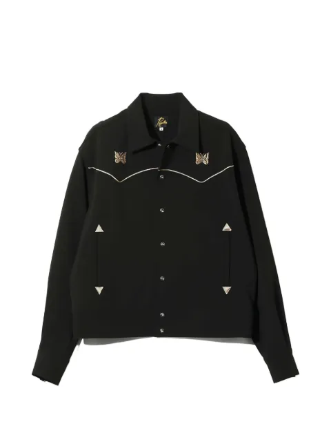 Needles butterfly-embroidered piped jacket