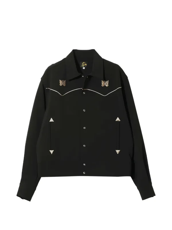 Needles butterfly-embroidered Piped Jacket | Black | FARFETCH