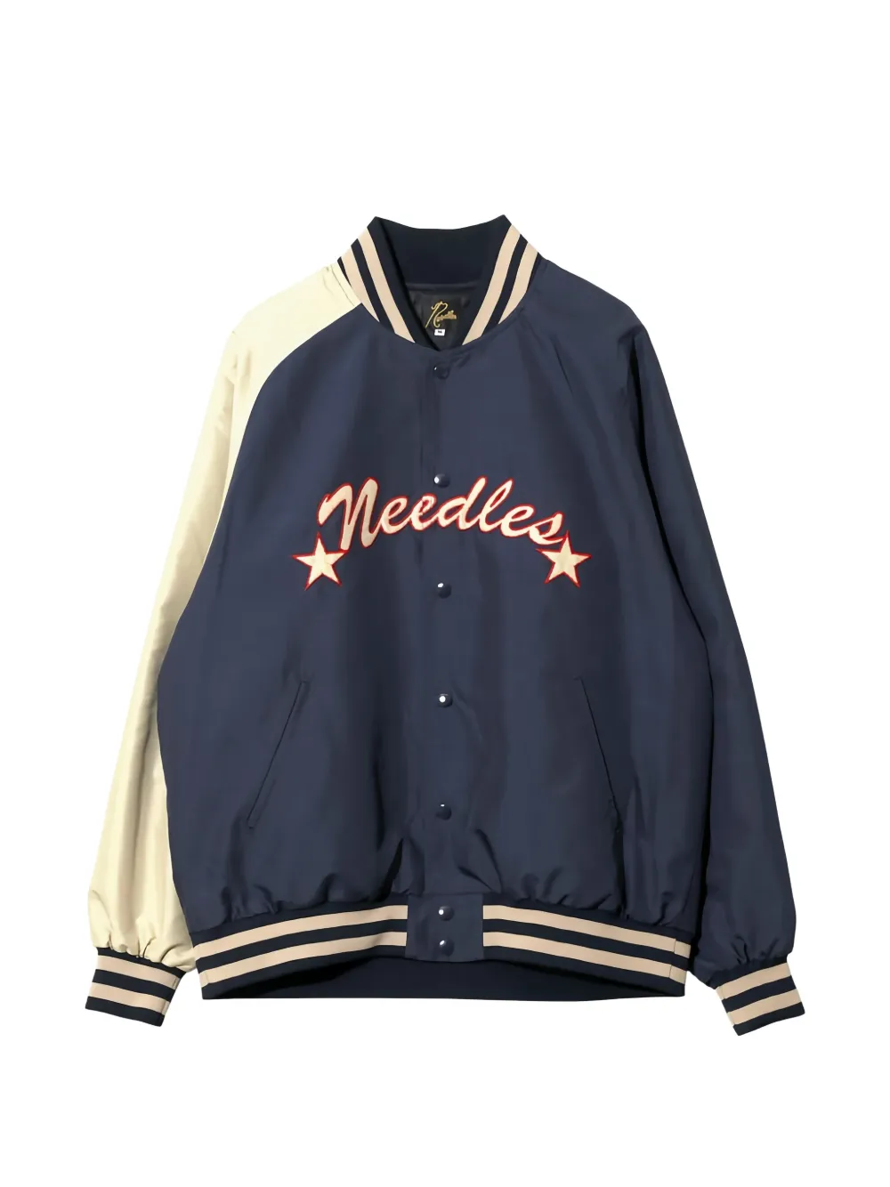 Needles logo-embroidered contrast-sleeve bomber jacket - Blue