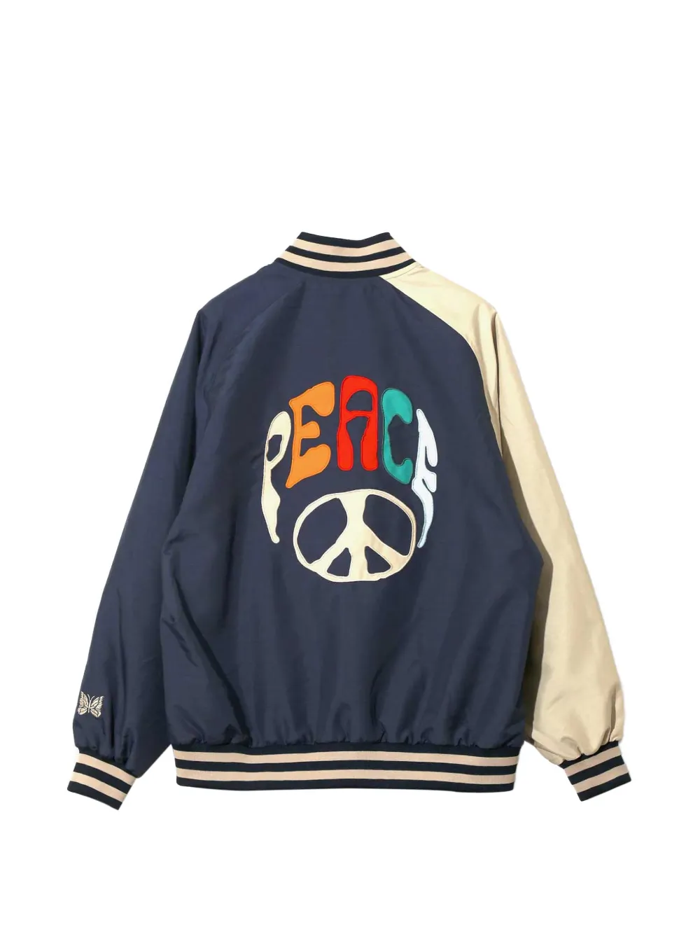 Needles Bomberjack met geborduurd logo en contrasterende mouwen Blauw