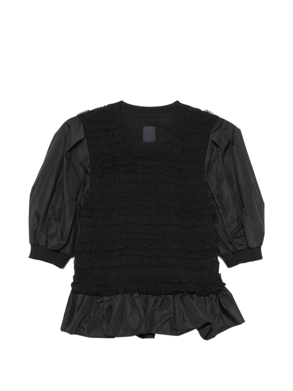 Juun.J ruffled shirred T-shirt - Nero