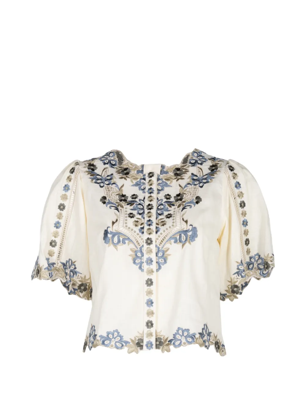 Christy Lynn Brynn floral-embroidered shirt - Toni neutri