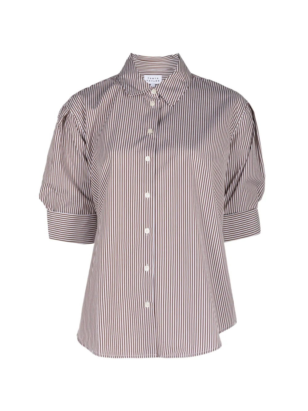 Tanya Taylor Emmy striped puff-sleeve top - Marrone