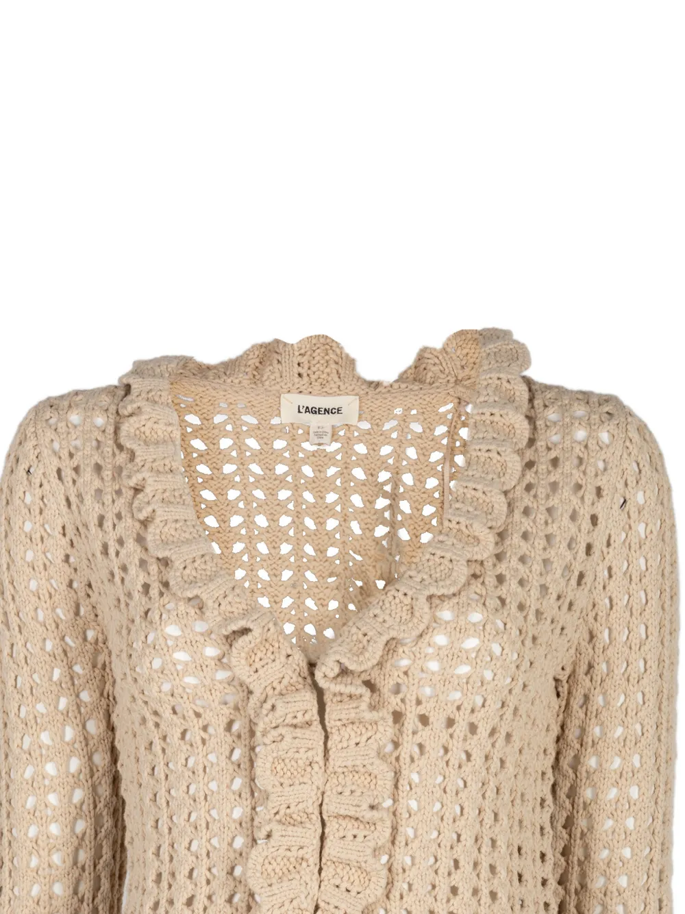 L'Agence Solaris vest met open stiksels en ruches Beige