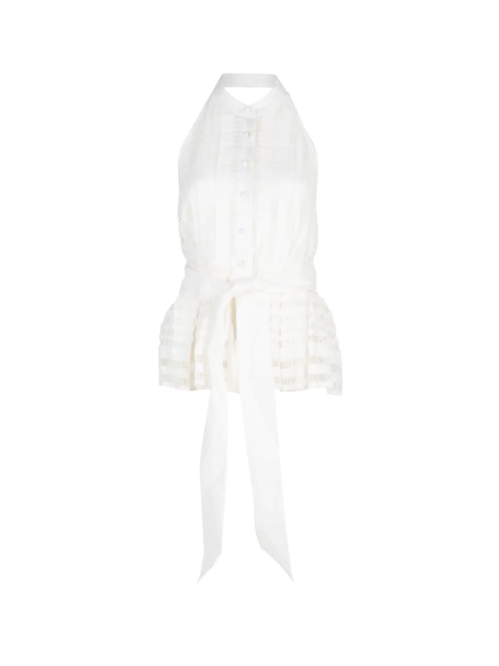 Christy Lynn Nash ladder-stitch peplum blouse - Bianco