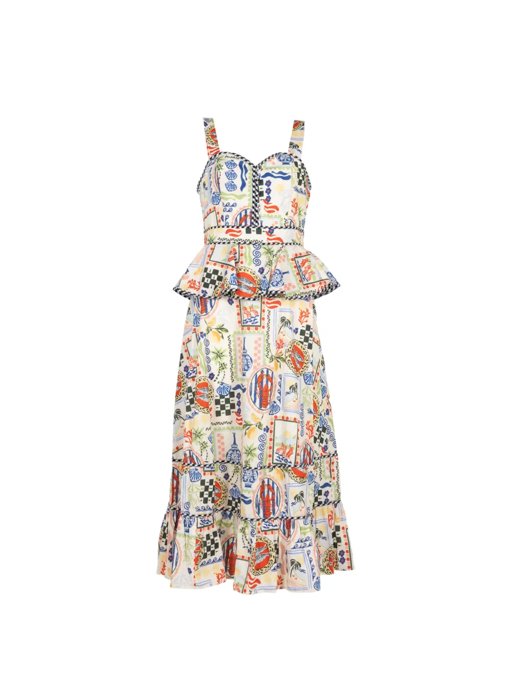 Hunter Bell Lacey peplum-waist tiered midi dress - Bianco