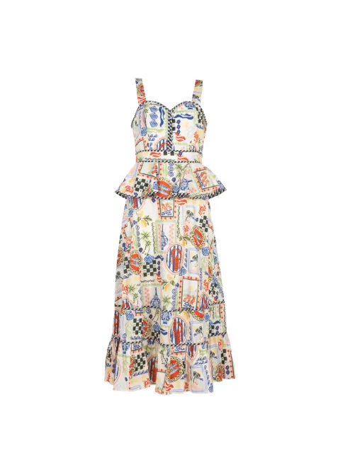 Hunter Bell Lacey peplum-waist tiered midi dress